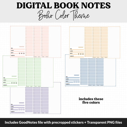 Digital Book Notes Journal Notebook | Boho | GoodNotes, iPad & Android