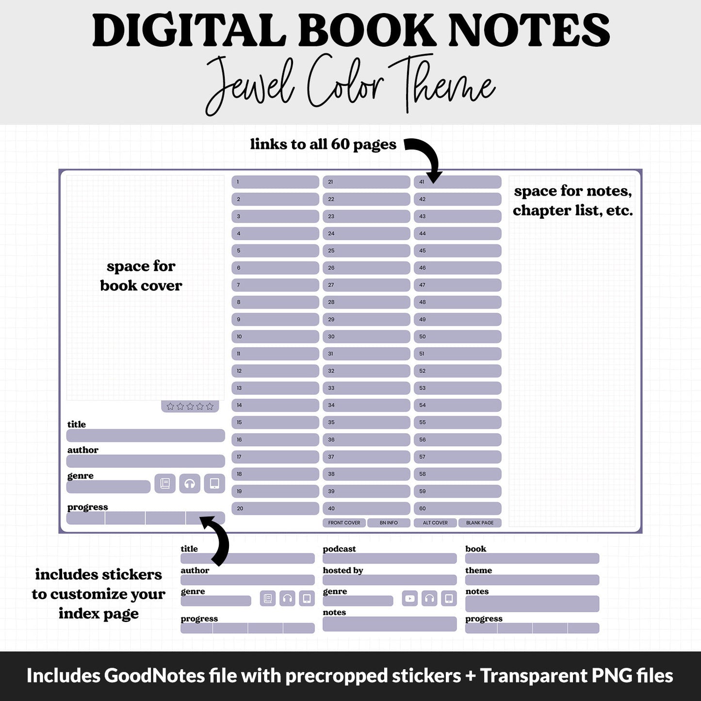 Digital Book Notes Journal Notebook | Jewel | GoodNotes, iPad & Android