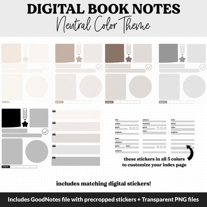 Digital Book Notes Journal Notebook | Neutral | GoodNotes, iPad & Android