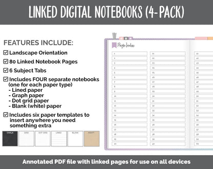 Linked Digital Notebooks 4- Pack | Twilight Theme | GoodNotes, iPad & Android