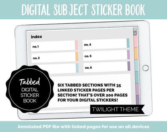 Blank Subject Digital Sticker Books | Twilight Theme | Goodnotes, iPad & Android