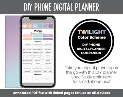 DIY Phone Digital Planner | Twilight Theme | Goodnotes, iPad & Android | Hobonichi, Planner, Notebook