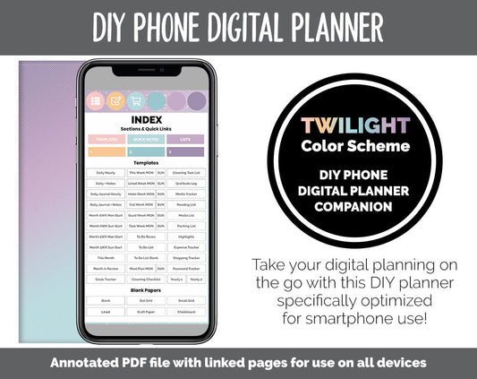 DIY Phone Digital Planner | Twilight Theme | Goodnotes, iPad & Android | Hobonichi, Planner, Notebook