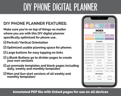 DIY Phone Digital Planner | Twilight Theme | Goodnotes, iPad & Android | Hobonichi, Planner, Notebook