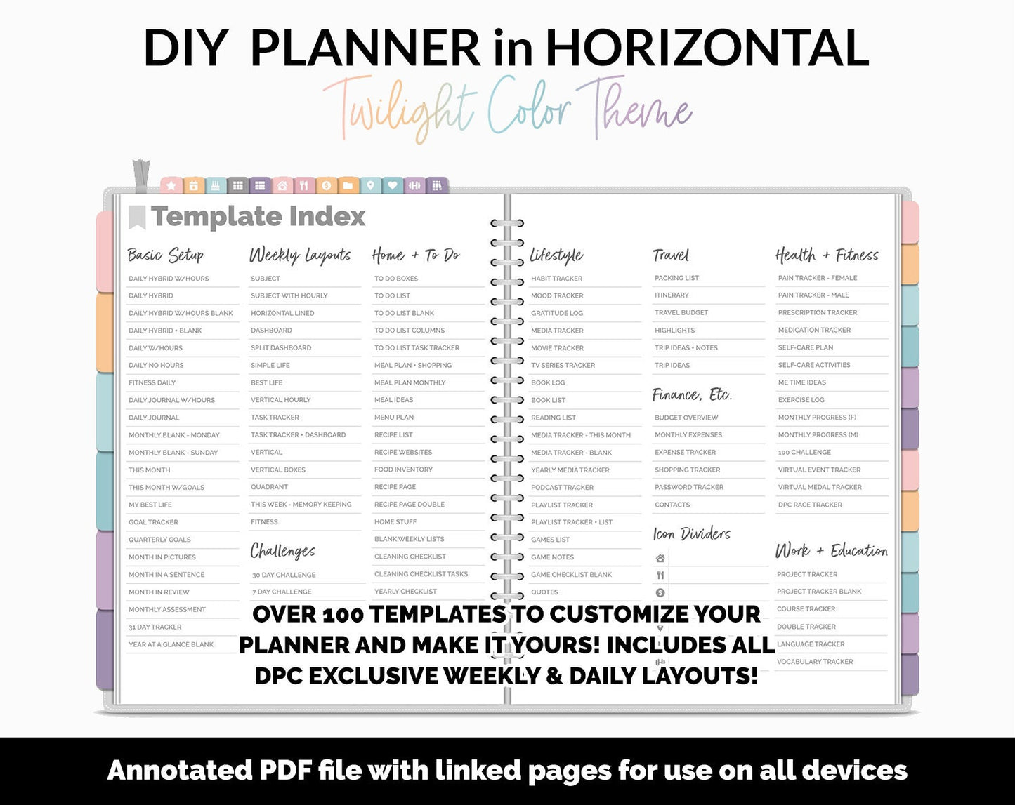 DIY Horizontal Digital Planner | Twilight Theme | Goodnotes, iPad & Android