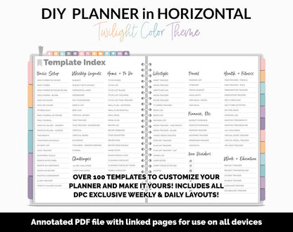 DIY Horizontal Digital Planner | Twilight Theme | Goodnotes, iPad & Android
