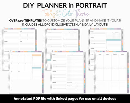 DIY Portrait Digital Planner | Twilight Theme | Goodnotes, iPad & Android