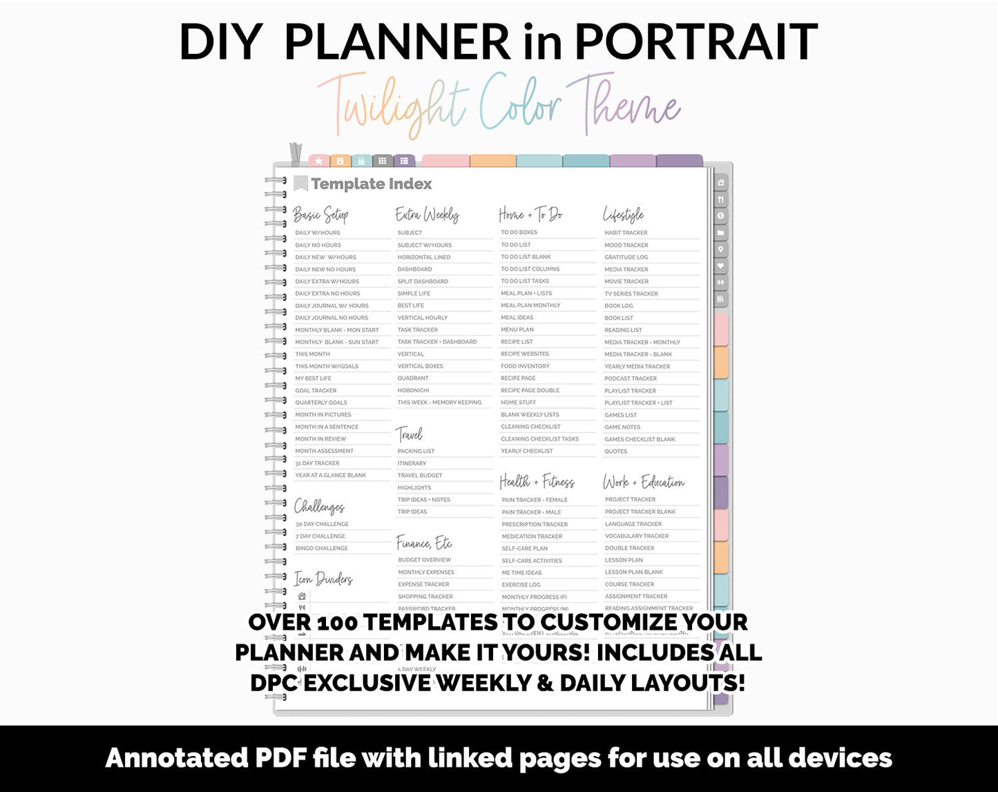 DIY Portrait Digital Planner | Twilight Theme | Goodnotes, iPad & Android