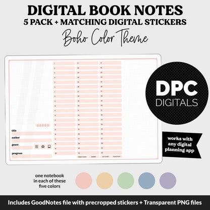 Digital Book Notes Journal Notebook | Boho | GoodNotes, iPad & Android