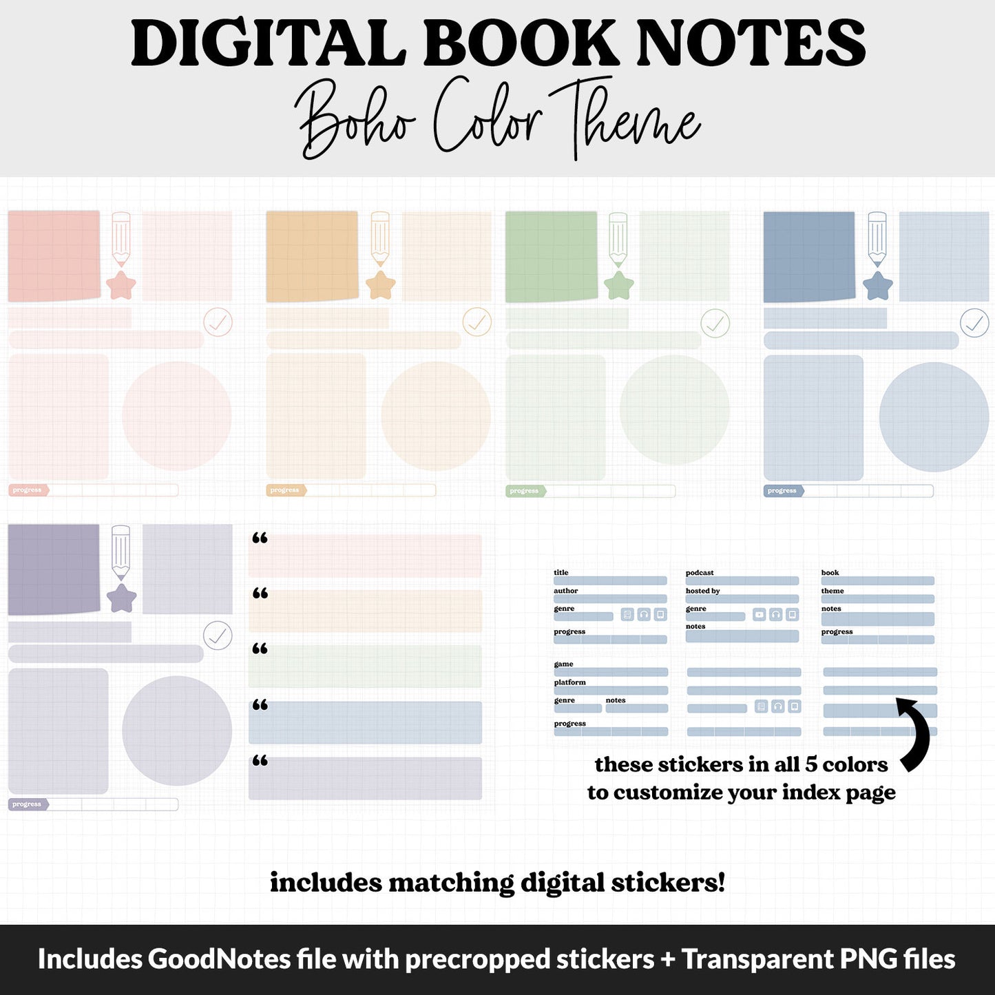 Digital Book Notes Journal Notebook | Boho | GoodNotes, iPad & Android