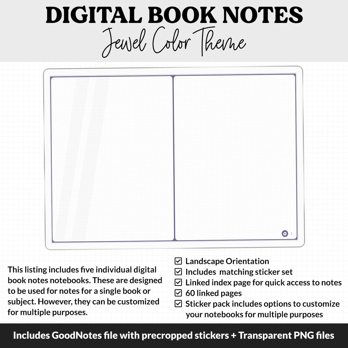 Digital Book Notes Journal Notebook | Jewel | GoodNotes, iPad & Android