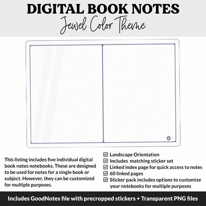 Digital Book Notes Journal Notebook | Jewel | GoodNotes, iPad & Android