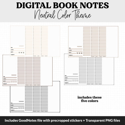 Digital Book Notes Journal Notebook | Neutral | GoodNotes, iPad & Android