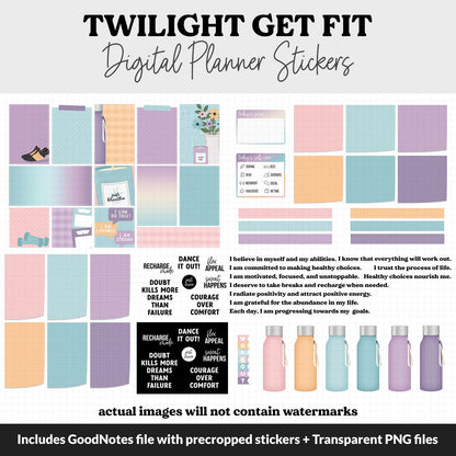 Get Fit Twilight Digital Stickers | GoodNotes & iPad | Fitness, Health, Self-Care, Workout