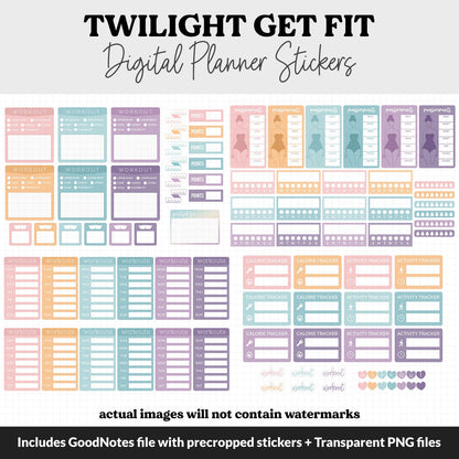 Get Fit Twilight Digital Stickers | GoodNotes & iPad | Fitness, Health, Self-Care, Workout