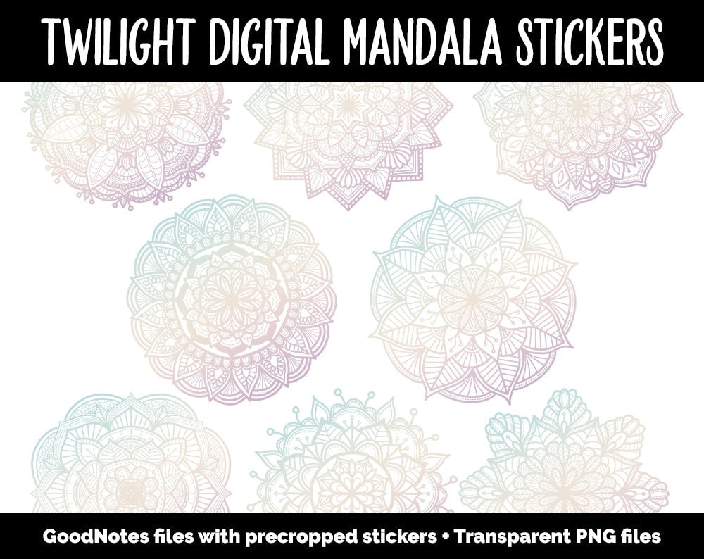 Twilight Mandala Digital Planner Stickers | GoodNotes, iPad and Android | Gradient, Ombre, Coloring