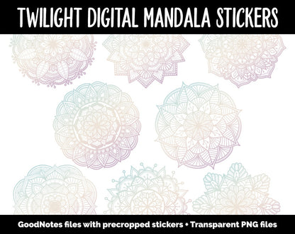 Twilight Mandala Digital Planner Stickers | GoodNotes, iPad and Android | Gradient, Ombre, Coloring