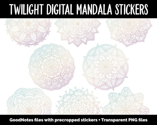 Twilight Mandala Digital Planner Stickers | GoodNotes, iPad and Android | Gradient, Ombre, Coloring