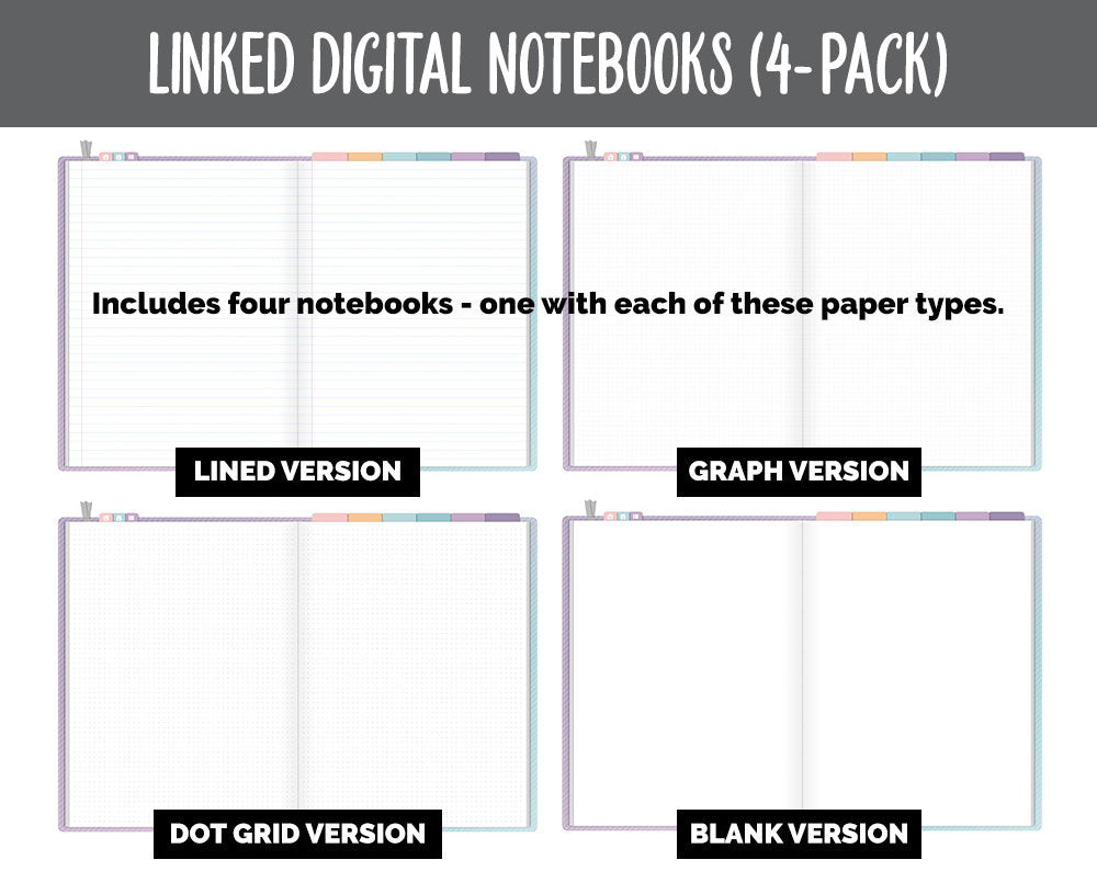 Linked Digital Notebooks 4- Pack | Twilight Theme | GoodNotes, iPad & Android