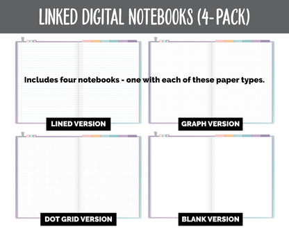 Linked Digital Notebooks 4- Pack | Twilight Theme | GoodNotes, iPad & Android