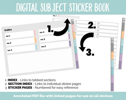 Blank Subject Digital Sticker Books | Twilight Theme | Goodnotes, iPad & Android