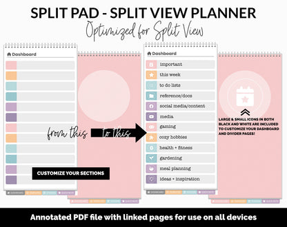 Split Pad | Split View Digital Planner | Twilight Theme | GoodNotes & iPad