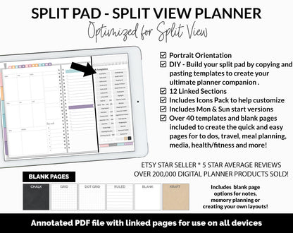 Split Pad | Split View Digital Planner | Twilight Theme | GoodNotes & iPad