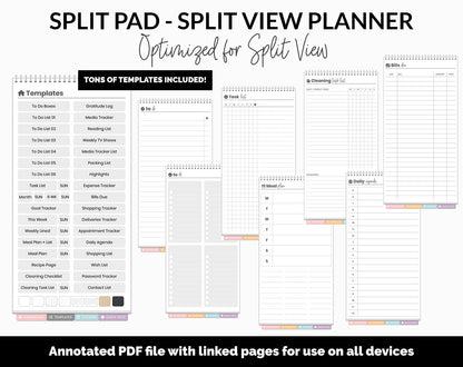 Split Pad | Split View Digital Planner | Twilight Theme | GoodNotes & iPad