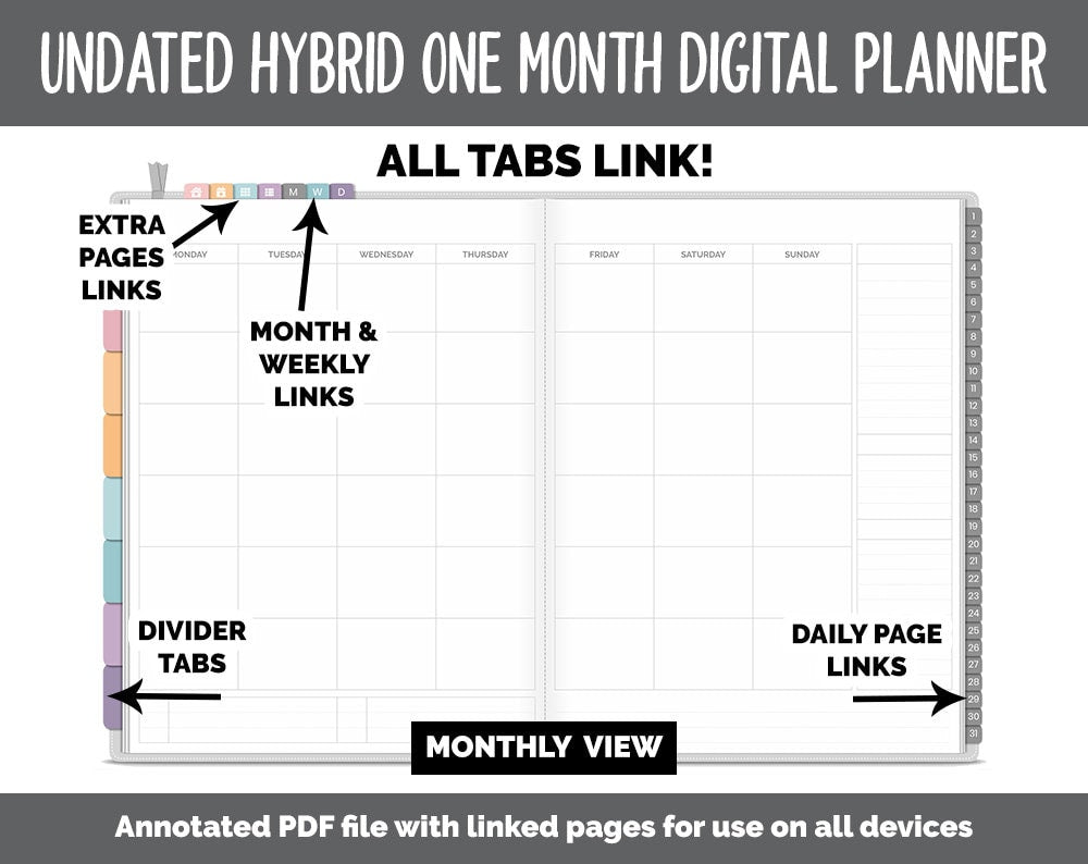Undated Hybrid One Month Digital Planner | Twilight Theme | GoodNotes, iPad & Android