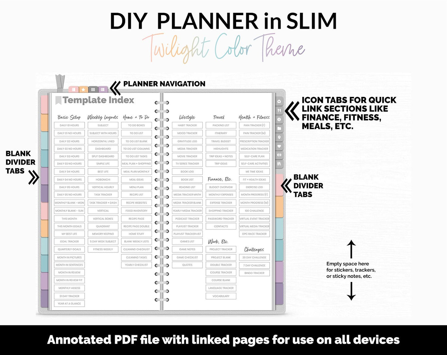 DIY Slim Digital Planner | Twilight Theme | GoodNotes, iPad & Android