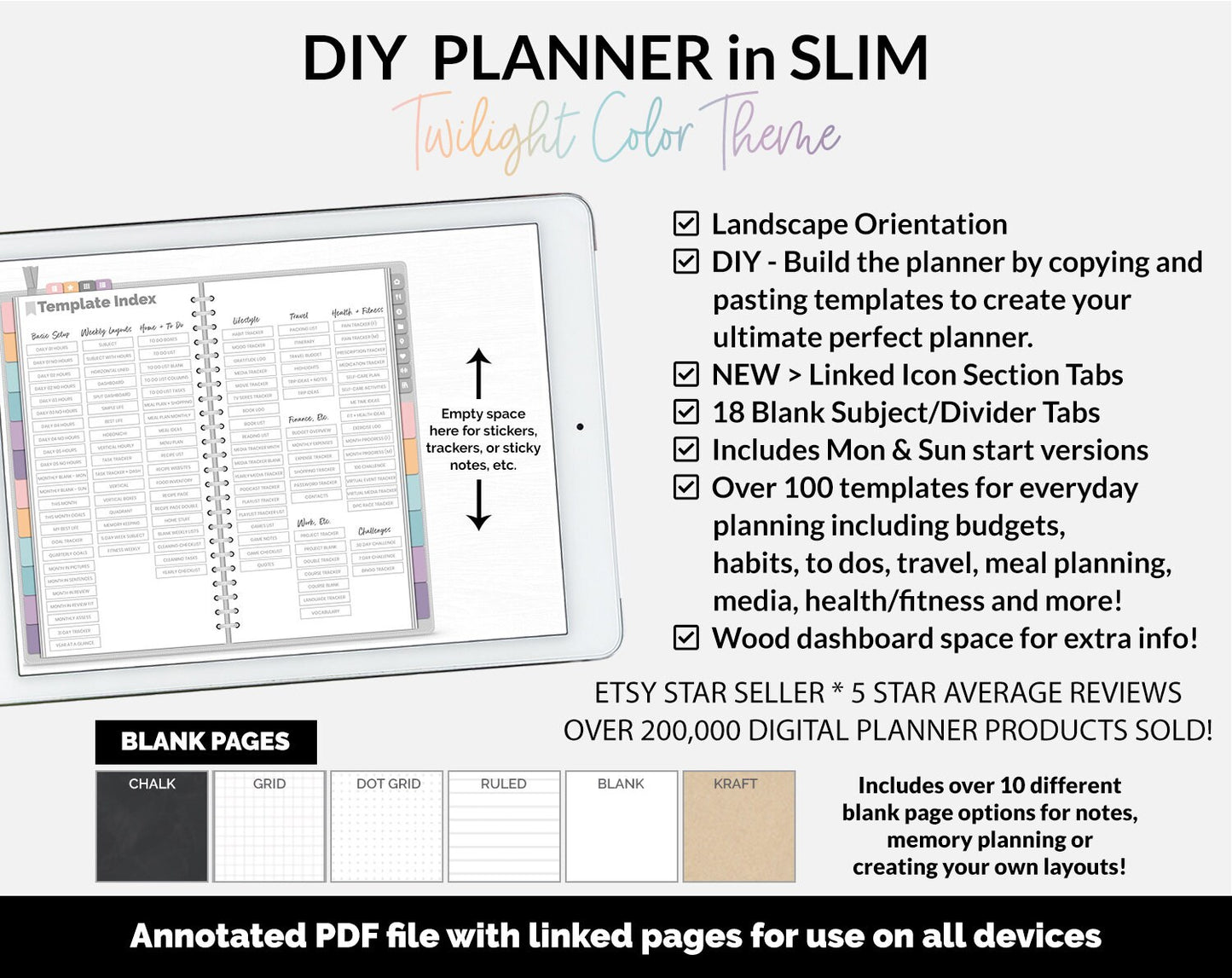 DIY Slim Digital Planner | Twilight Theme | GoodNotes, iPad & Android