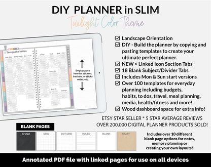 DIY Slim Digital Planner | Twilight Theme | GoodNotes, iPad & Android