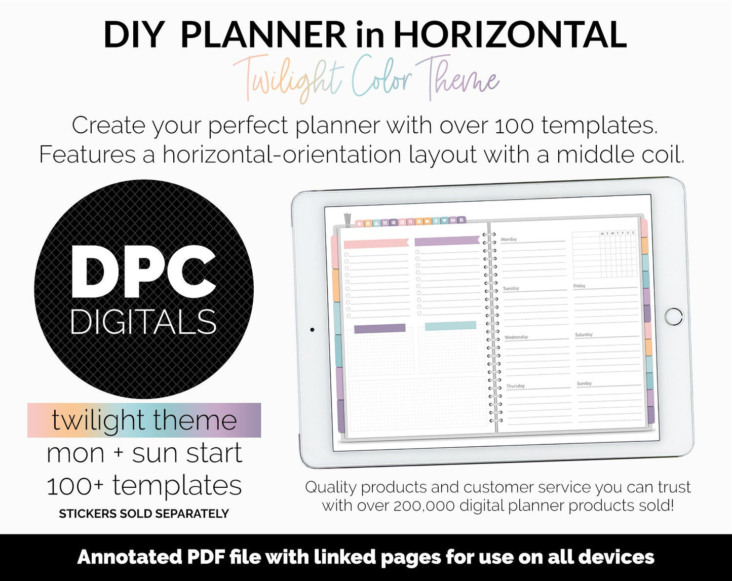 DIY Horizontal Digital Planner | Twilight Theme | Goodnotes, iPad & Android
