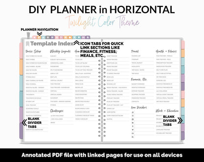 DIY Horizontal Digital Planner | Twilight Theme | Goodnotes, iPad & Android