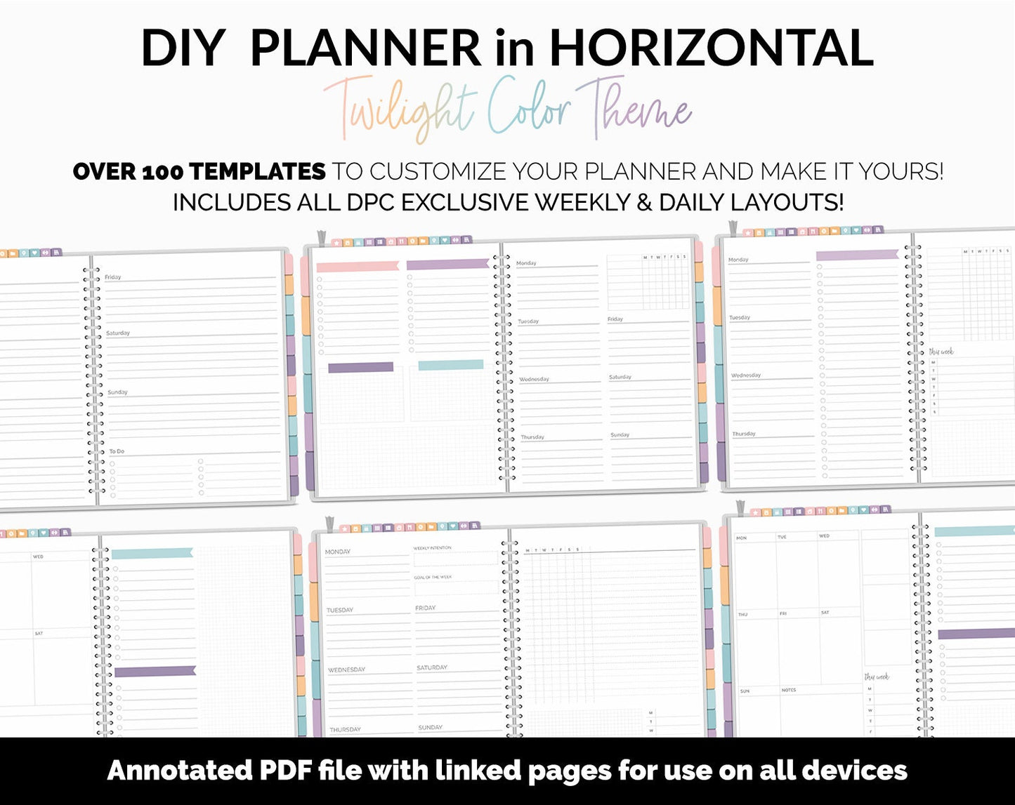 DIY Horizontal Digital Planner | Twilight Theme | Goodnotes, iPad & Android