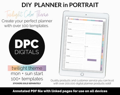 DIY Portrait Digital Planner | Twilight Theme | Goodnotes, iPad & Android