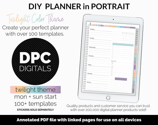 DIY Portrait Digital Planner | Twilight Theme | Goodnotes, iPad & Android