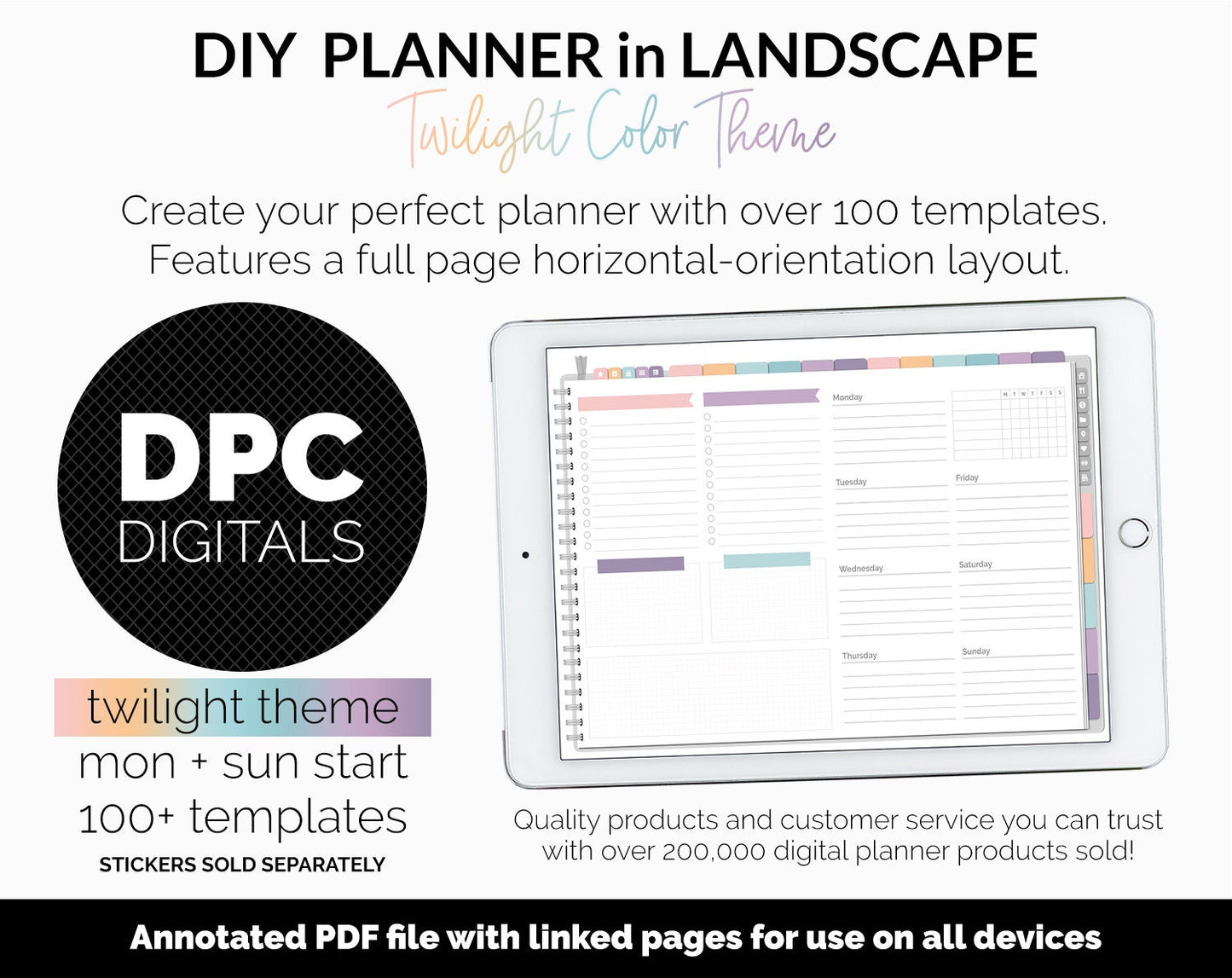 DIY Landscape Digital Planner | Twilight Theme | Goodnotes, iPad & Android | Notebook