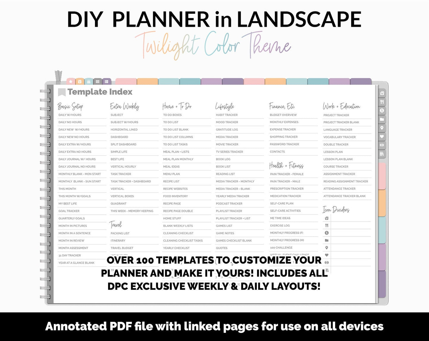 DIY Landscape Digital Planner | Twilight Theme | Goodnotes, iPad & Android | Notebook