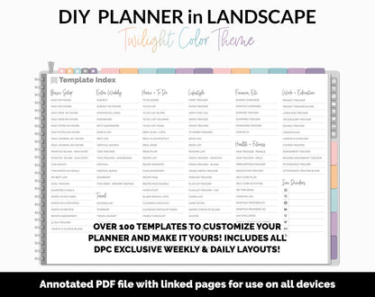 DIY Landscape Digital Planner | Twilight Theme | Goodnotes, iPad & Android | Notebook