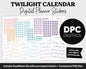 Twilight Calendar Essentials Digital Planner Stickers | GoodNotes, iPad and Android | Dates, Days of the Week, Months