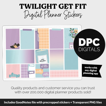 Get Fit Twilight Digital Stickers | GoodNotes & iPad | Fitness, Health, Self-Care, Workout