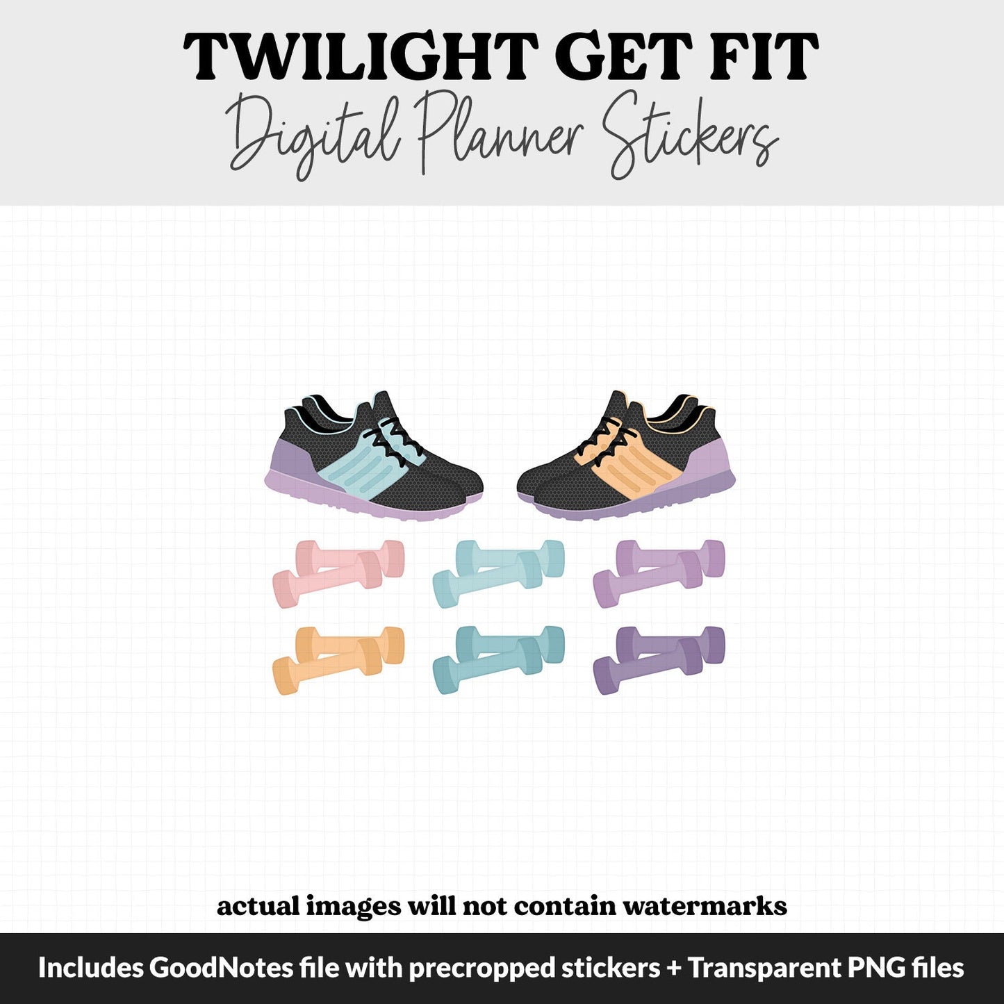 Get Fit Twilight Digital Stickers | GoodNotes & iPad | Fitness, Health, Self-Care, Workout