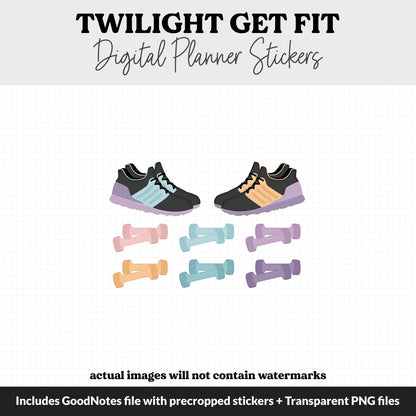 Get Fit Twilight Digital Stickers | GoodNotes & iPad | Fitness, Health, Self-Care, Workout