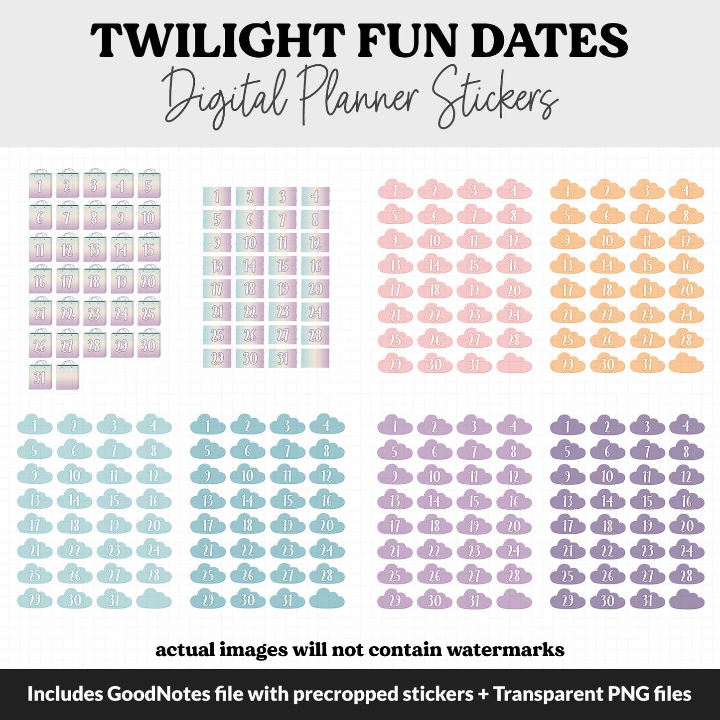 Twilight Fun Calendar Date Digital Stickers | GoodNotes, iPad and Android