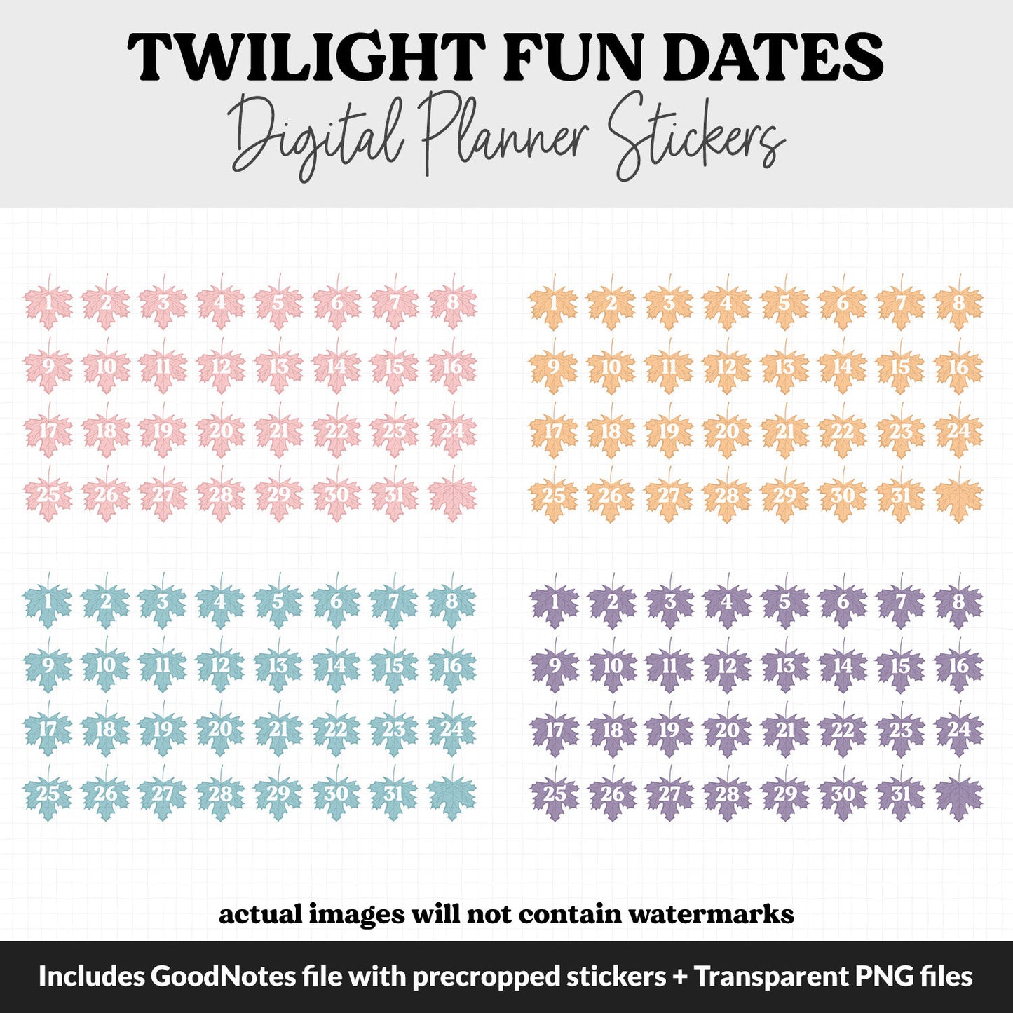 Twilight Fun Calendar Date Digital Stickers | GoodNotes, iPad and Android