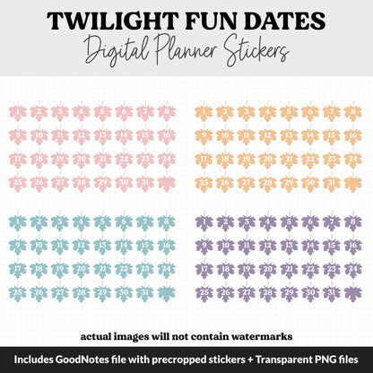 Twilight Fun Calendar Date Digital Stickers | GoodNotes, iPad and Android
