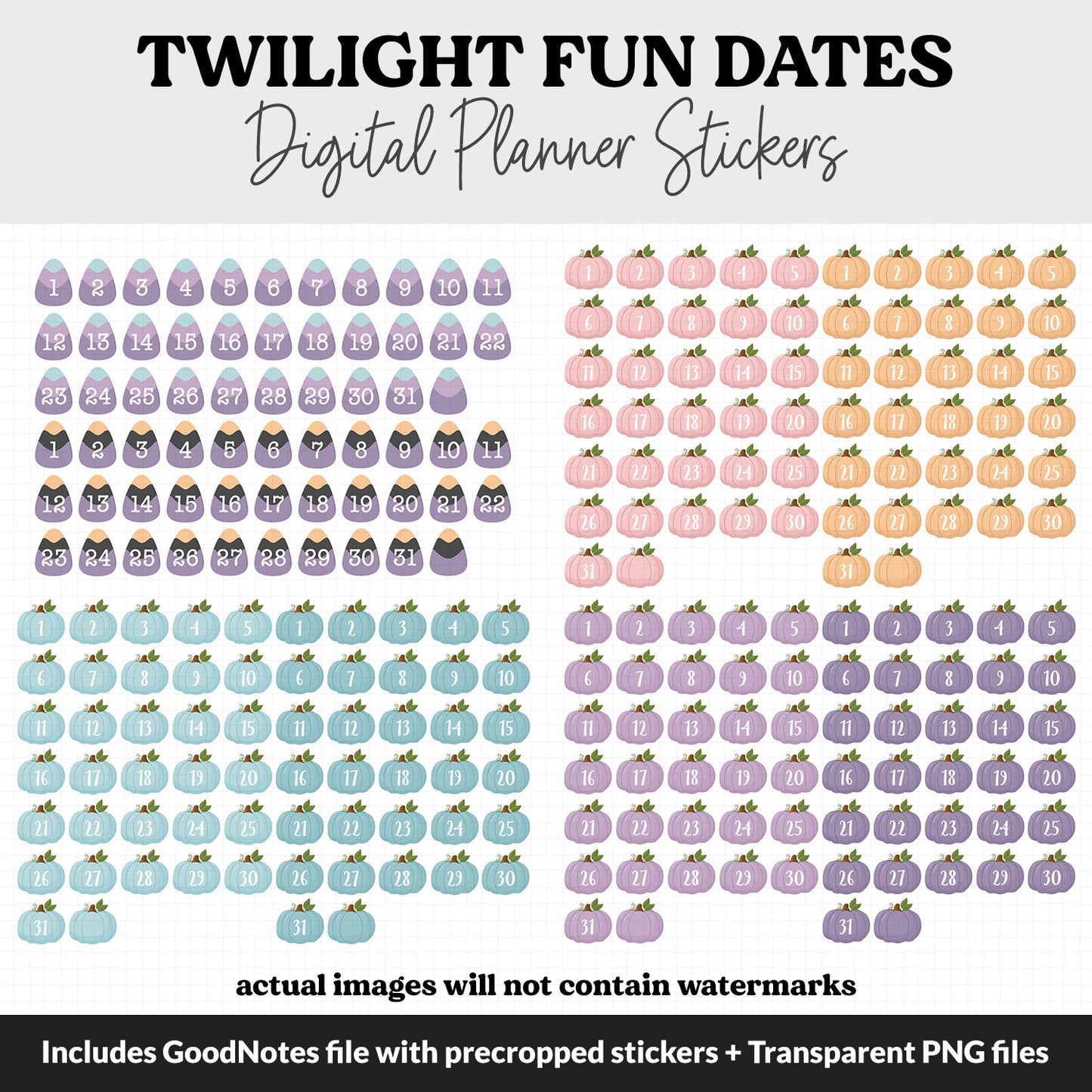 Twilight Fun Calendar Date Digital Stickers | GoodNotes, iPad and Android