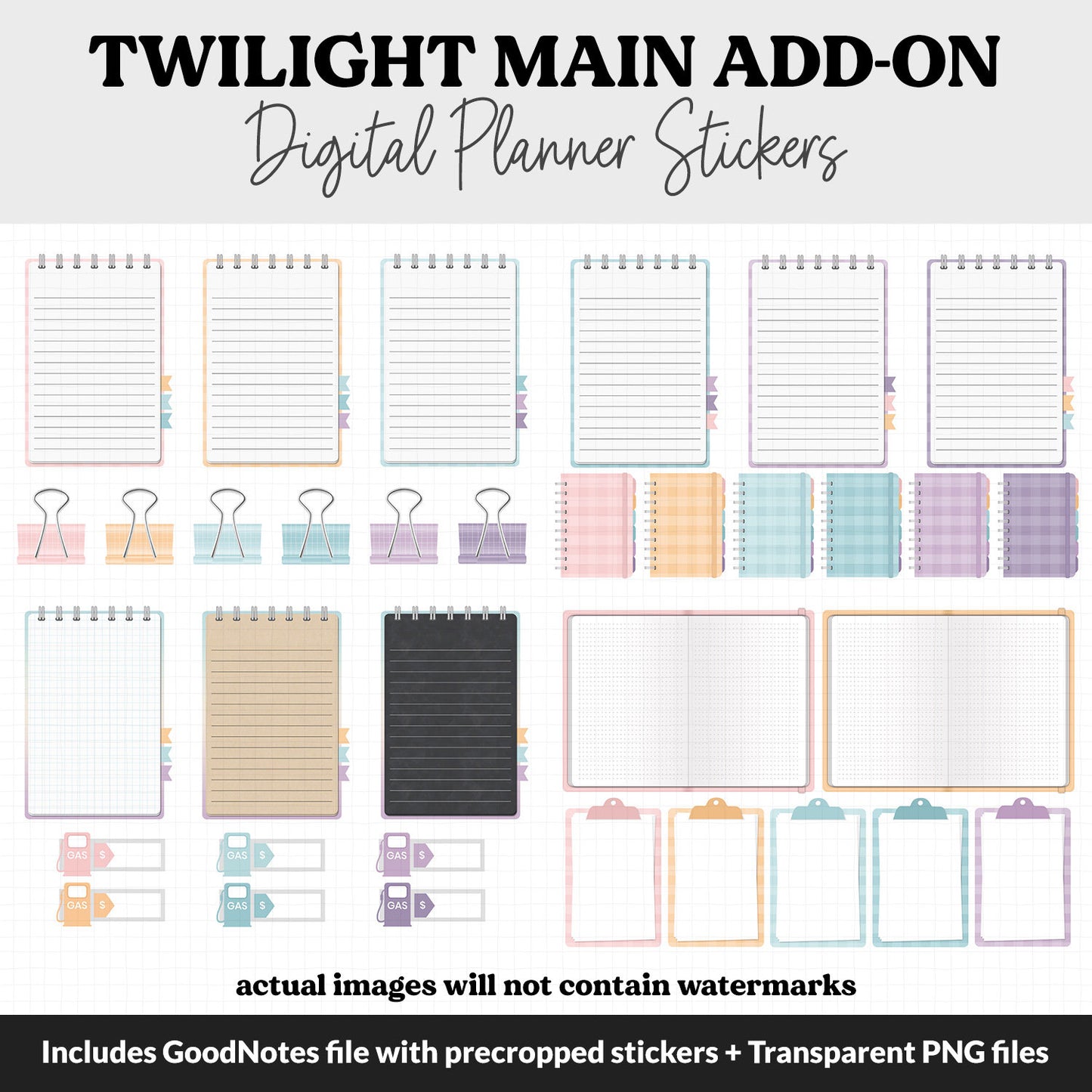 Twilight Add-On Digital Stickers | GoodNotes & iPad | Trackers, Budget, Meal Planning, Health, Habits