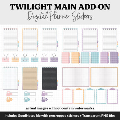 Twilight Add-On Digital Stickers | GoodNotes & iPad | Trackers, Budget, Meal Planning, Health, Habits